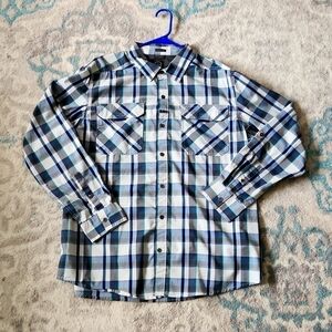 MENS WRANGLER Long Sleeve Button up Shirt BLUE & GREEN WESTERN PLAID